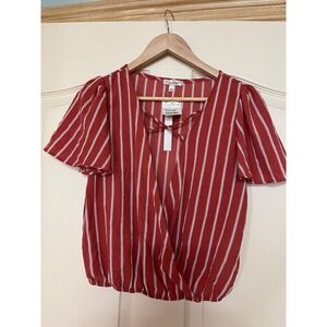 The Outfit crossfront terracotta stripe top